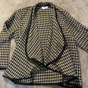 Laura Michelle Cardigan Womens M Houndstooth Open Front Draped Sweater FW17363